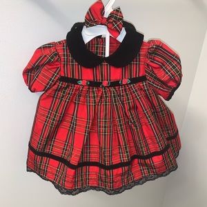 Baby Girl Red/Black Holiday Christmas Dress Size 6-9 months
